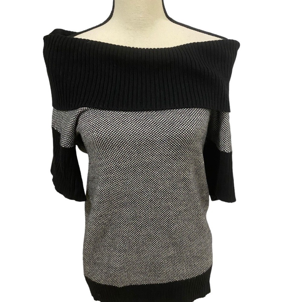 Trina Turk Cowl Neck Sweater Mini Dress/Top Sz S 100% Merino Wool Black